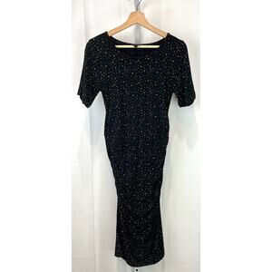 ISABELLA OLIVER  Size 2 US 6 S Amelie T Shirt Maternity Dress Polka Dot Black